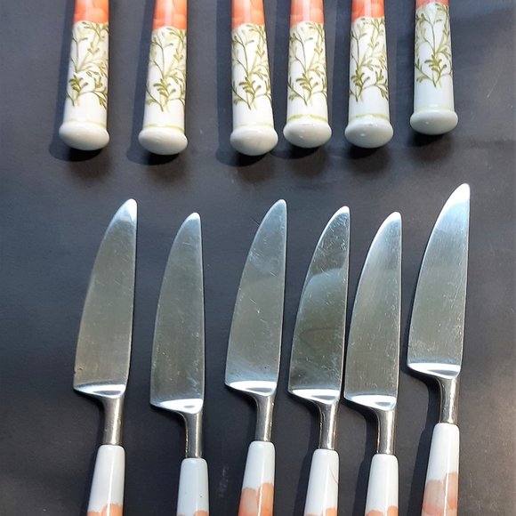 Noritake Forks Knieves Stainless Steel Porcelain Handle Flatware The Bright Side - Picture 1 of 14